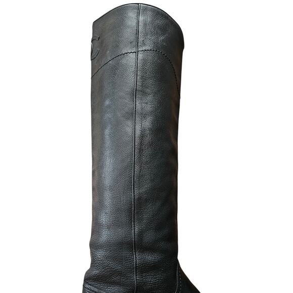 Chanel CC Knee High Tall Riding Boot Size 40 US 9 9.5 Black Pebble Leather - Picture 8 of 15